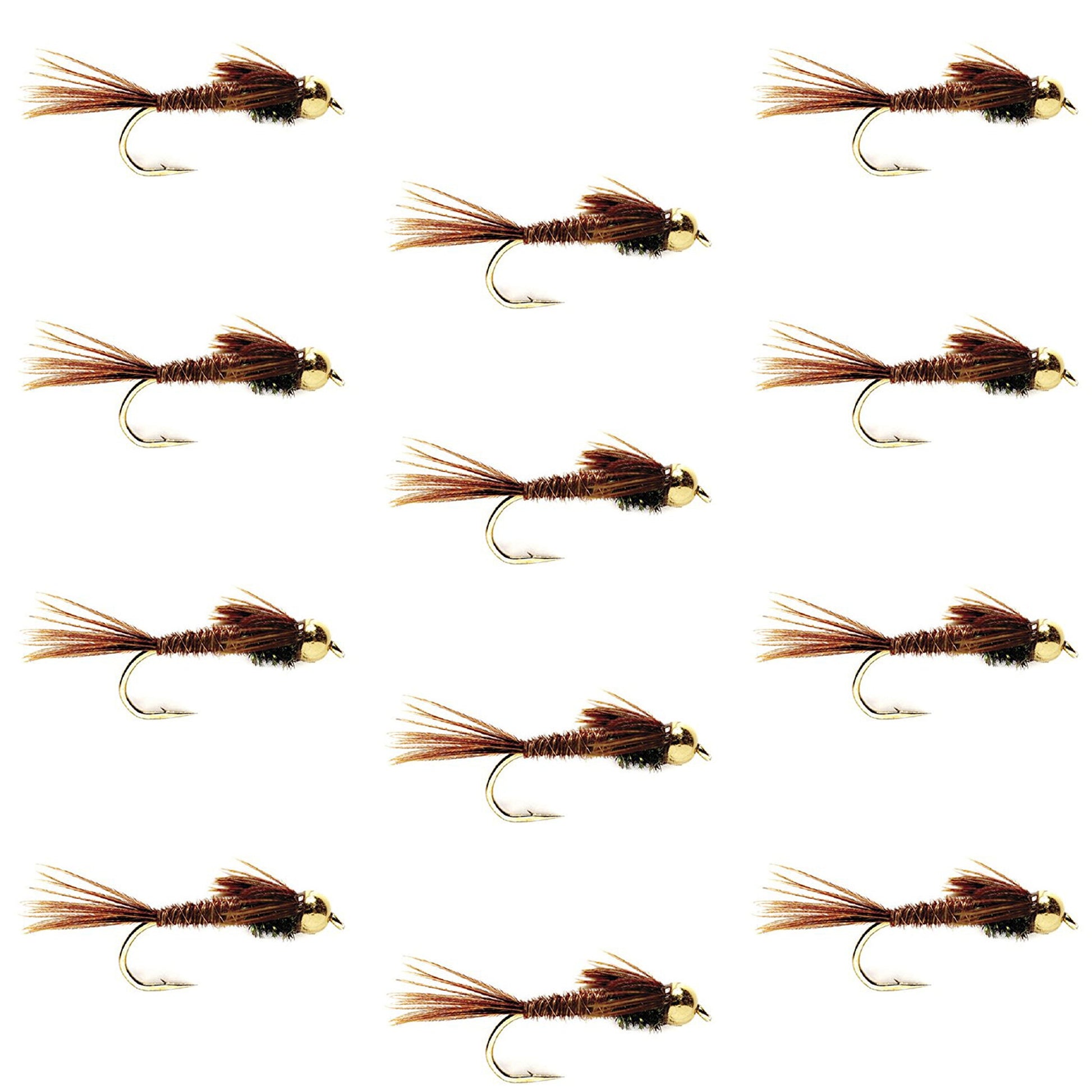 Premium Tungsten Bead Head Pheasant Tail Nymph - 12 Pack Size 10 - Korvel