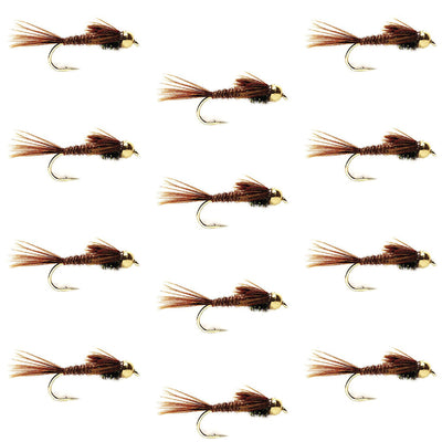 Premium Tungsten Bead Head Pheasant Tail Nymph - 12 Pack Size 10 - Korvel
