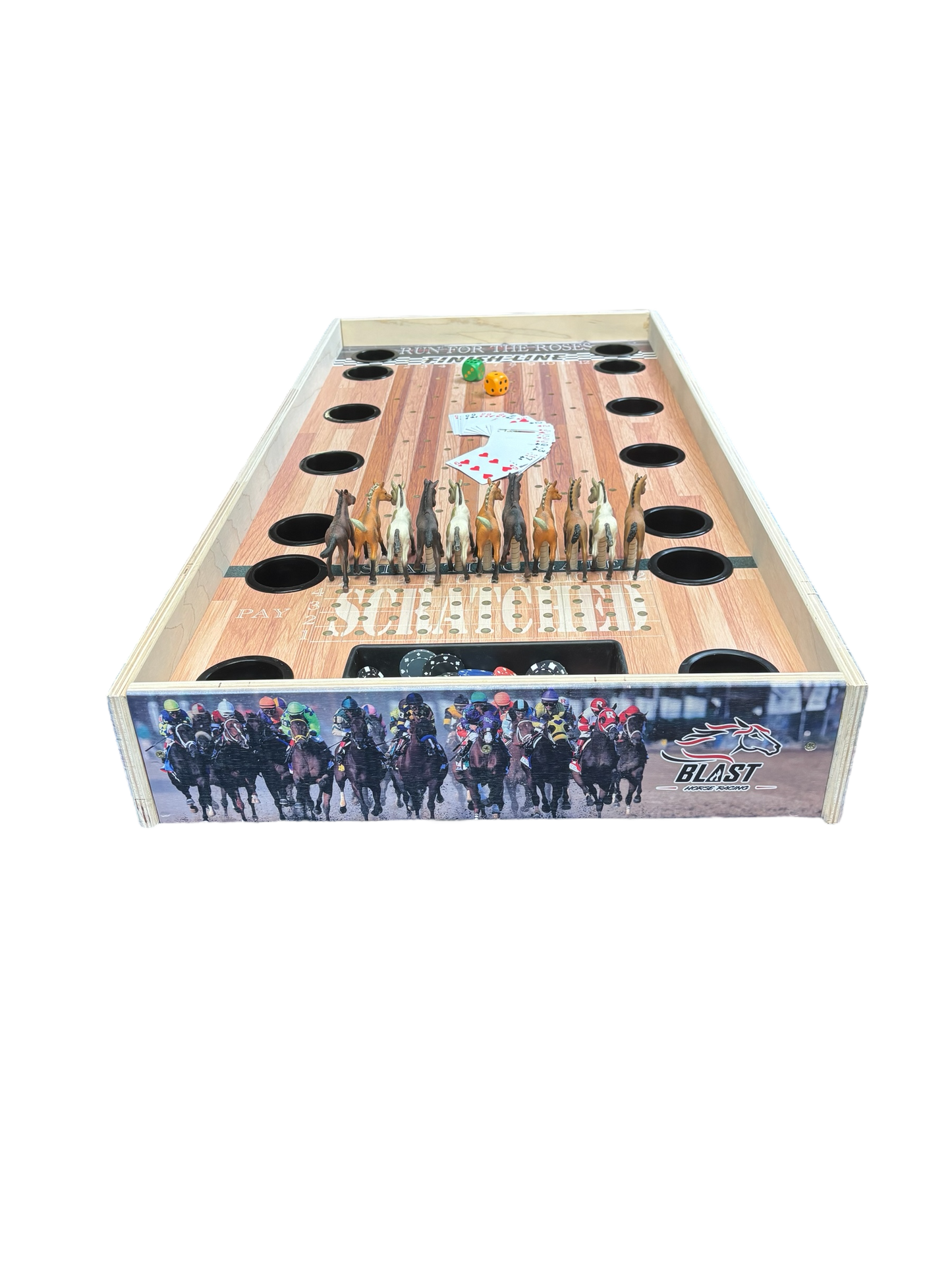 Deluxe Jumbo Horse Racing Game with Drink Holders & Chip Bin - Korvel