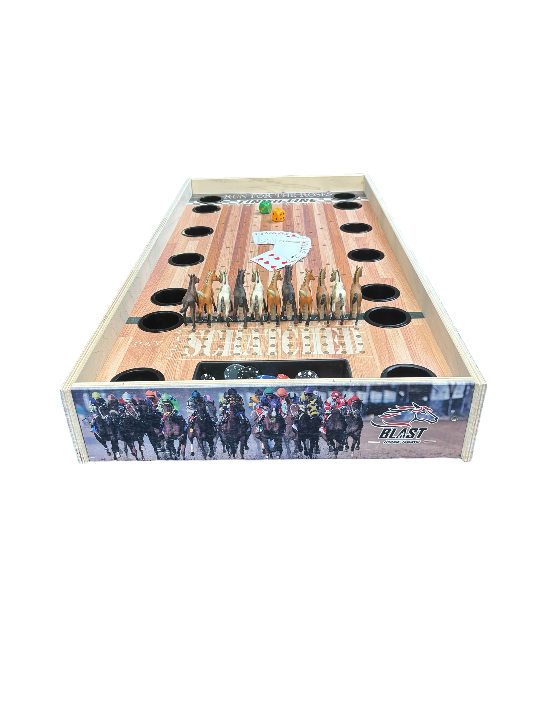 Deluxe Jumbo Horse Racing Game with Drink Holders & Chip Bin - Korvel