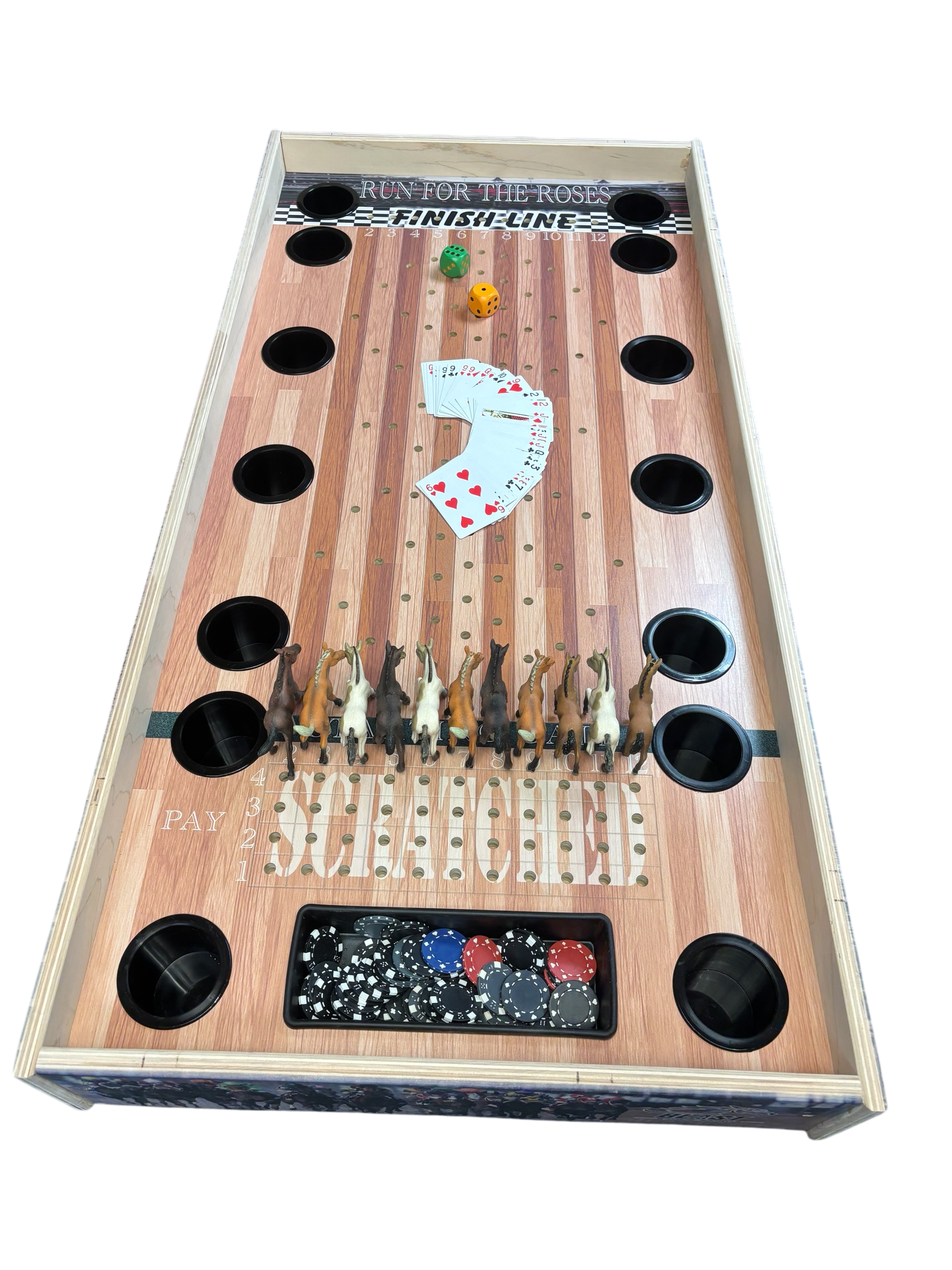 Deluxe Jumbo Horse Racing Game with Drink Holders & Chip Bin - Korvel