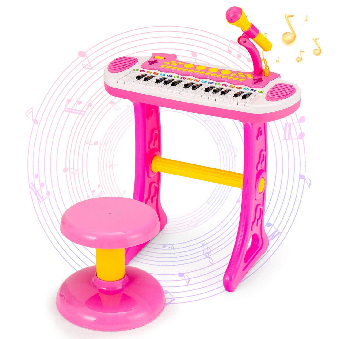 Teclado de Piano para Niños de 31 Teclas con Micrófono - Rosa