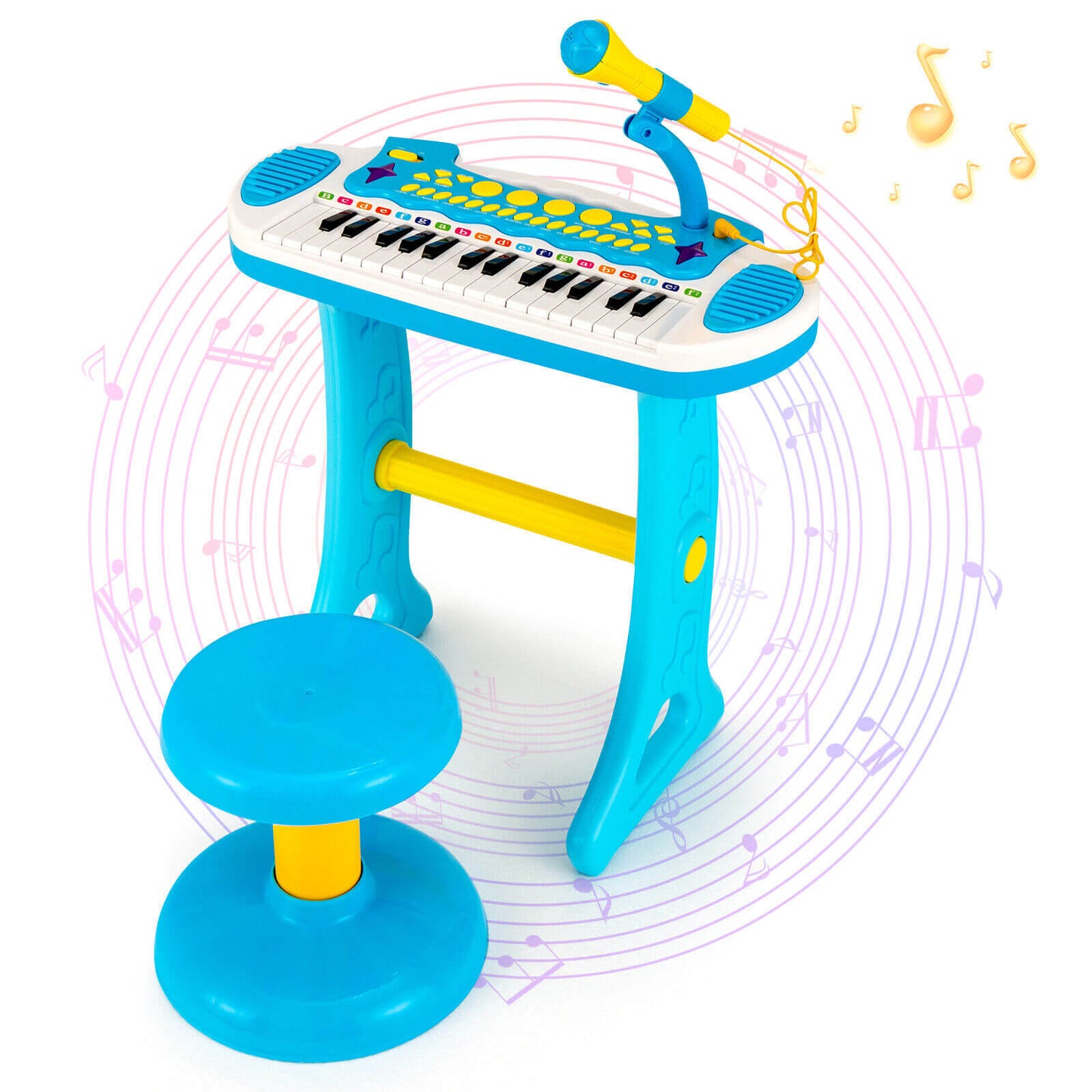 Teclado de Piano Infantil de 31 Teclas con Micrófono - Azul