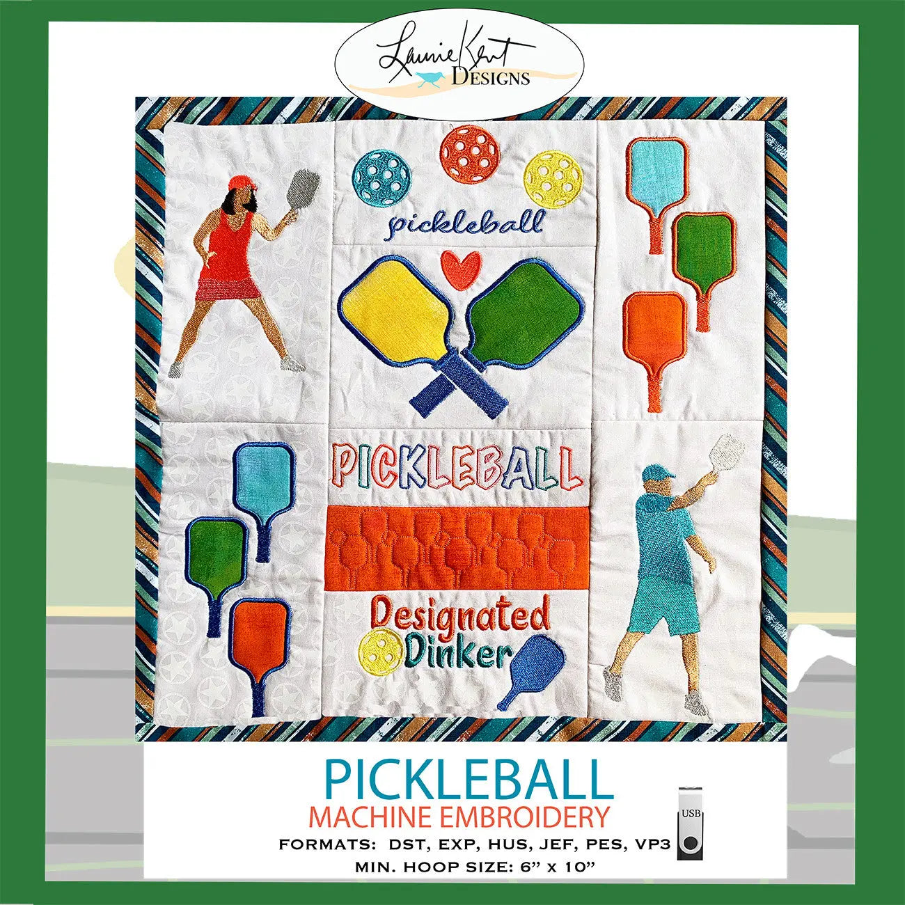 Pickleball Fun Embroidery Design