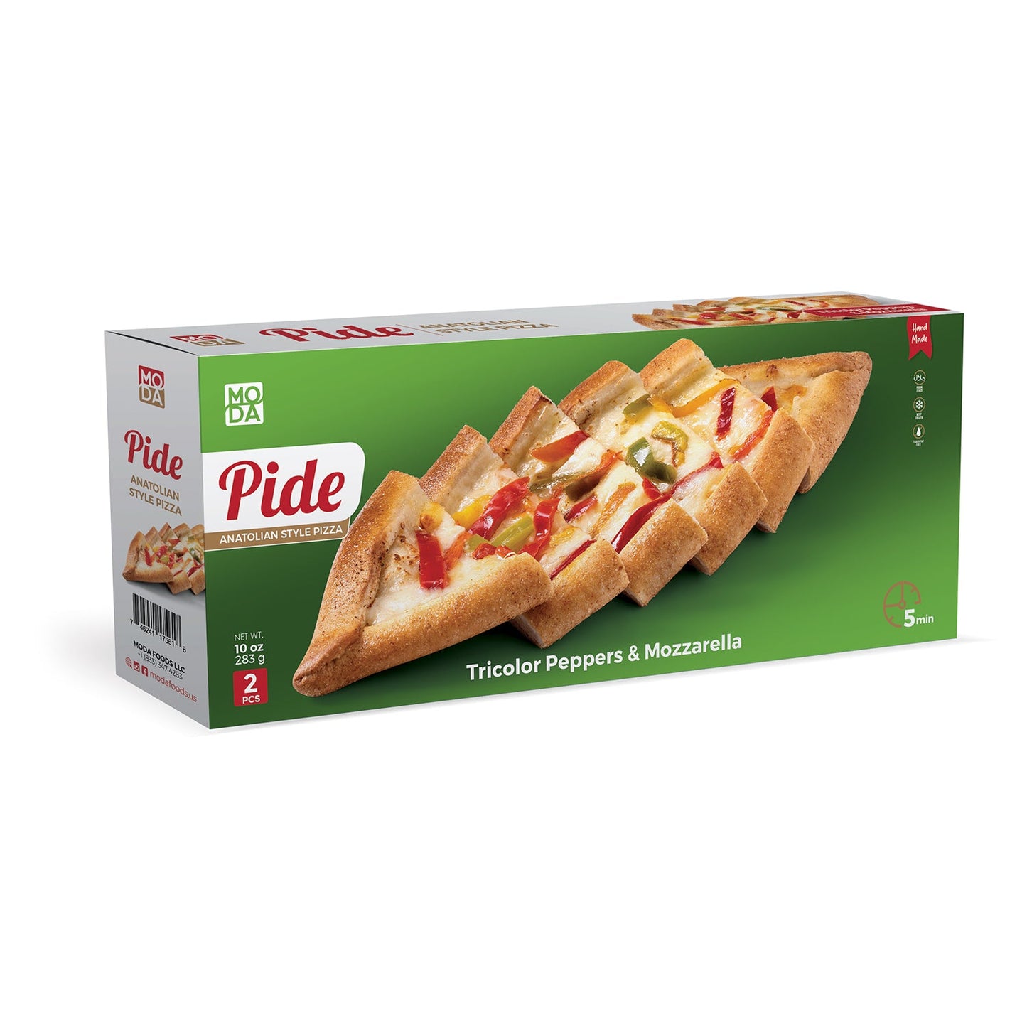 Pide – Mozzarella con pimienta tricolor, 3 piezas, pizza estilo Anatolia 14,3 oz (405 g)