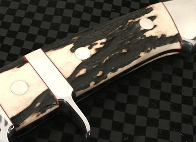 Custom Handmade Pig Sticker Knife – 13-Inch D2 Steel Bowie with Antler Handle & Leather Sheath - Korvel