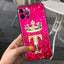 Coque de téléphone à lettres brillantes roses pour iPhone - Protection scintillante