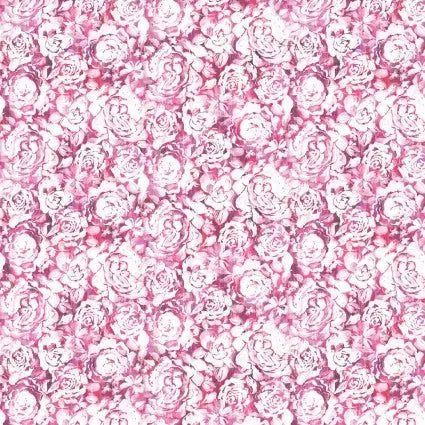 Tissu en coton floral rose Daphne - 44"/45" par yard