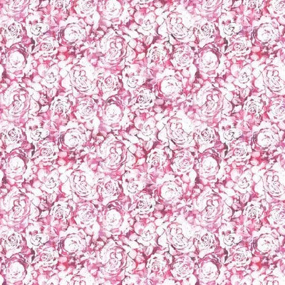 Tela de Algodón Floral Rosa Daphne - 44"/45" por Yarda