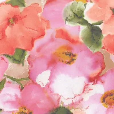 Pink Flower Wash Cotton Wideback Fabric - Premium Quilting Material