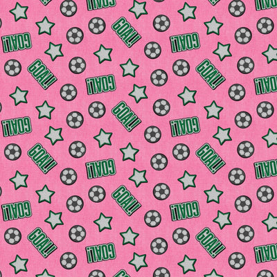 Pink Patch Perfect Soccer Cotton Fabric - 43"/44" Per Yard