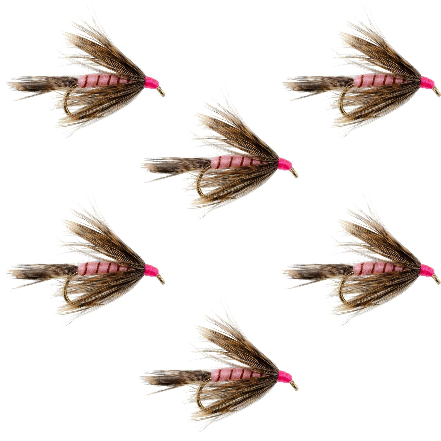 Mouches noyées automnales en plumes de tétras et rose - 6 mouches taille 8