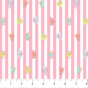 Tela de Algodón Squishmallows de Rayas Rosadas Primavera - 44"/45" por Yarda