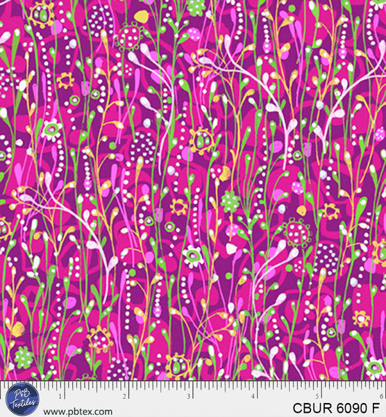 Pink Vine Color Burst Cotton Fabric - 44"/45" Per Yard