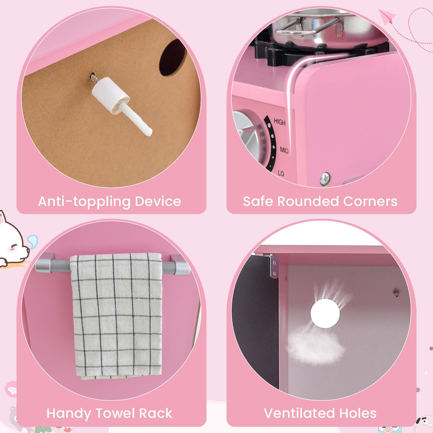 Cuisine de jeu fictif pour tout-petits en rose pour les 3-6 ans