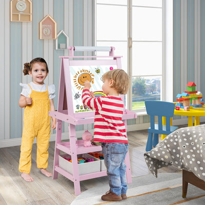 3-in-1 Double-Sided Storage Art Easel - Pink