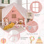 Kid's Play Tent with Washable Cotton Mat and Flag Banner - Pink