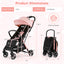 One-Hand Folding Portable Lightweight Baby Stroller - Pink