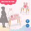 Kids Pink Vanity Table and Chair Set with Rabbit Mirror