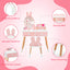 Kids Pink Vanity Table and Chair Set with Rabbit Mirror