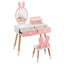 Kids Pink Vanity Table and Chair Set with Rabbit Mirror