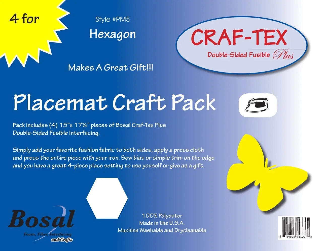 Placemat Craft Pack - 15in x 17-1/4in Hexagon (4 Pack)