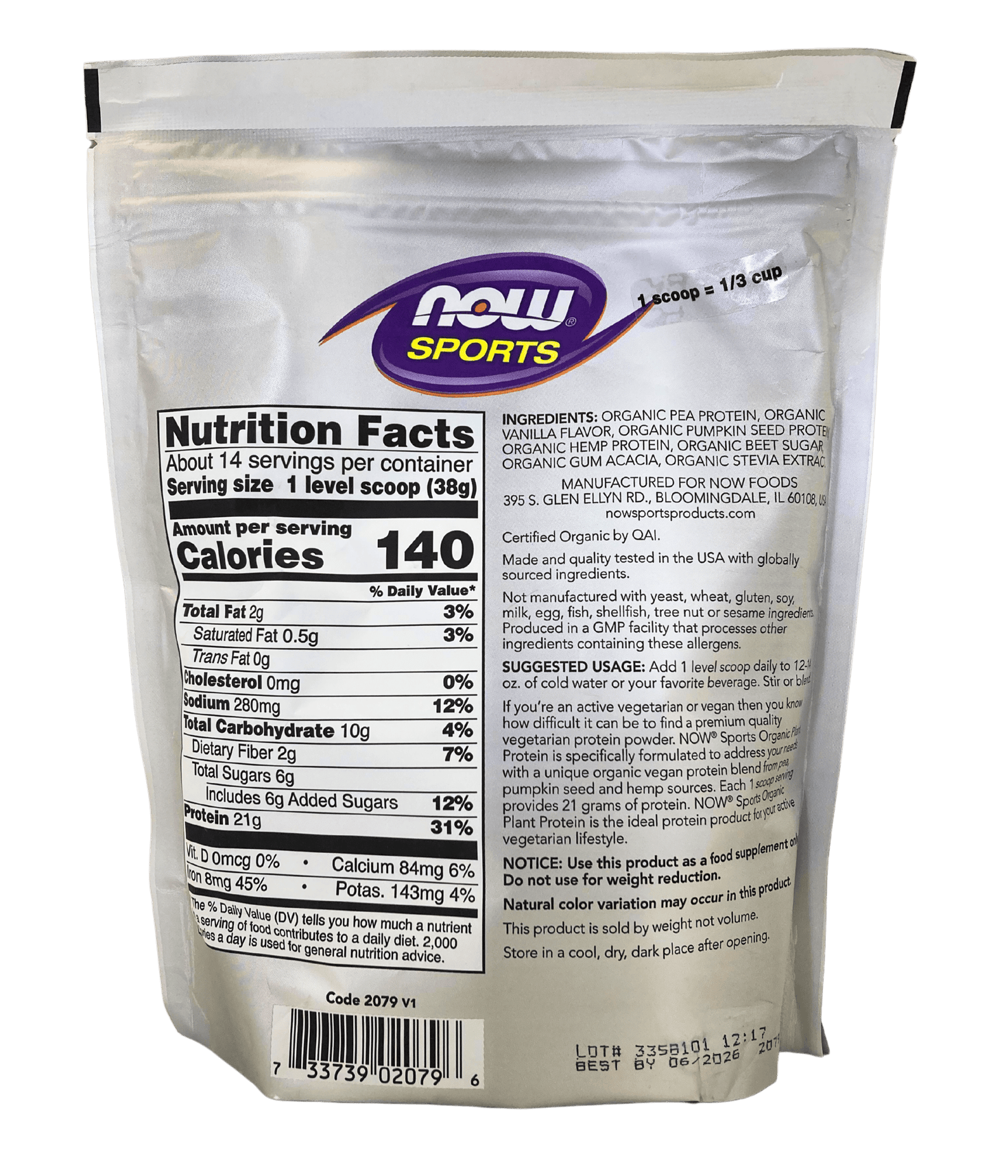 Proteína en Polvo de Plantas Orgánica - 1.2 lb