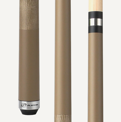 Premium Aged Oak Billiard Cue with Beige Leather Wrap and Stainless Steel Joints - Korvel