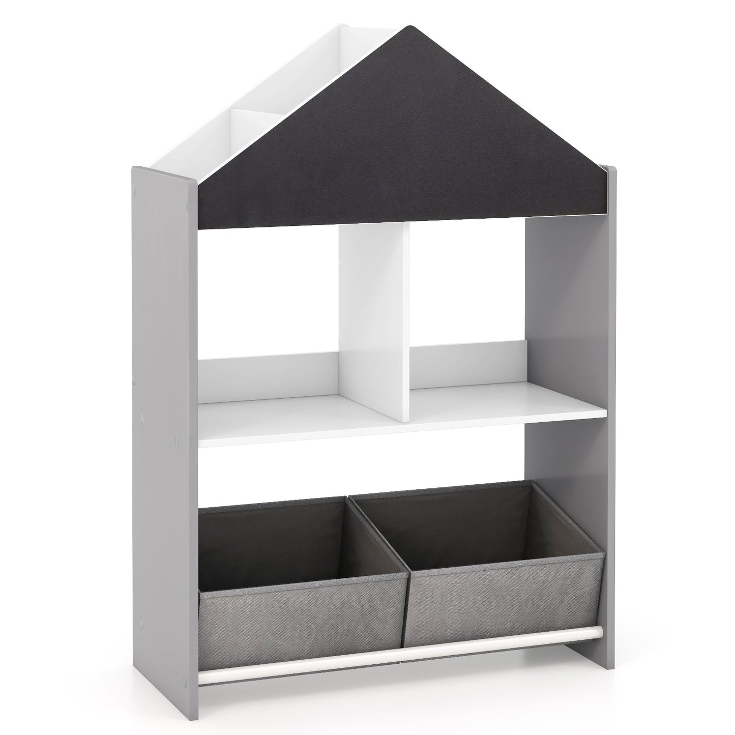 Bibliothèque pour enfants Playhouse avec tableau noir et tableau blanc - Gris