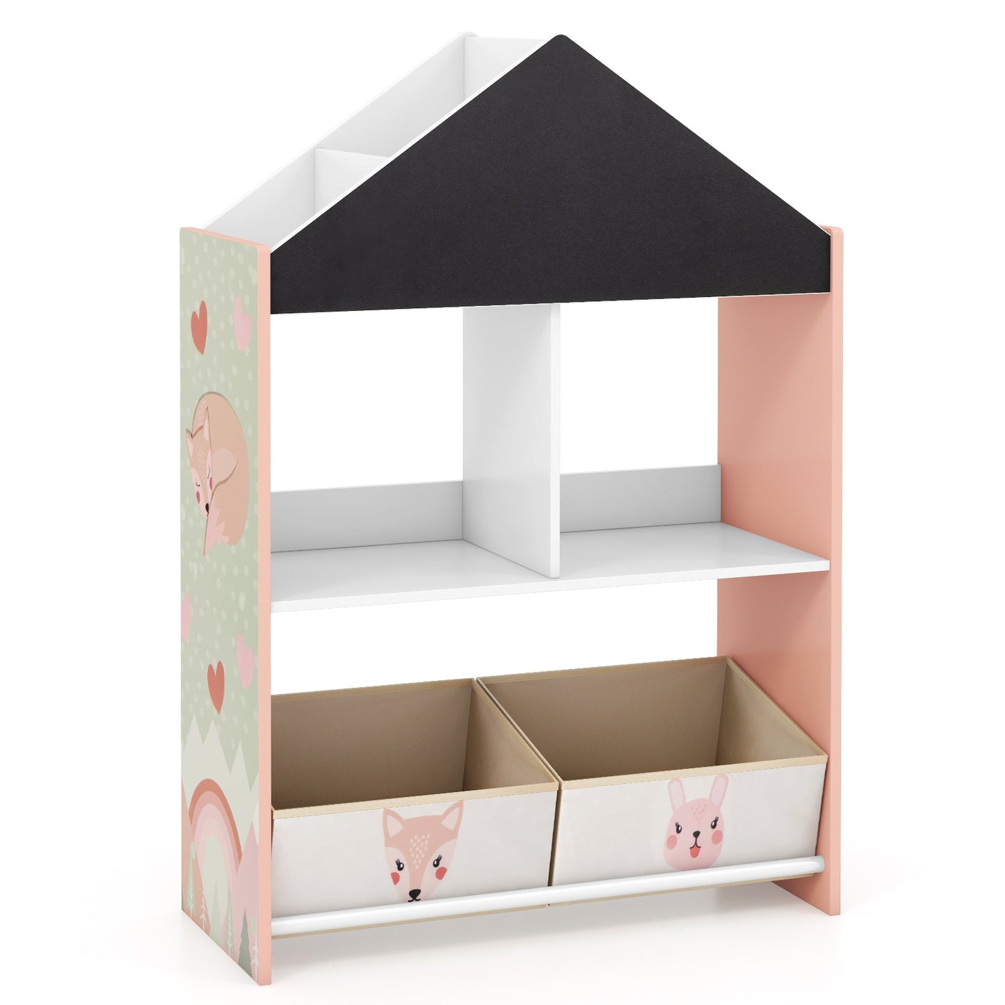 Bibliothèque pour enfants Gbruno Playhouse avec tableau noir - Rose
