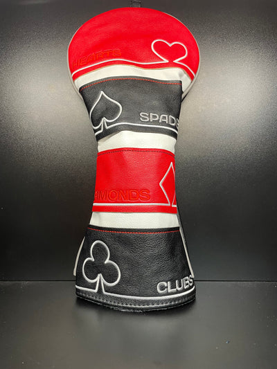 couvre-club de golf à motifs de cartes à jouer festives