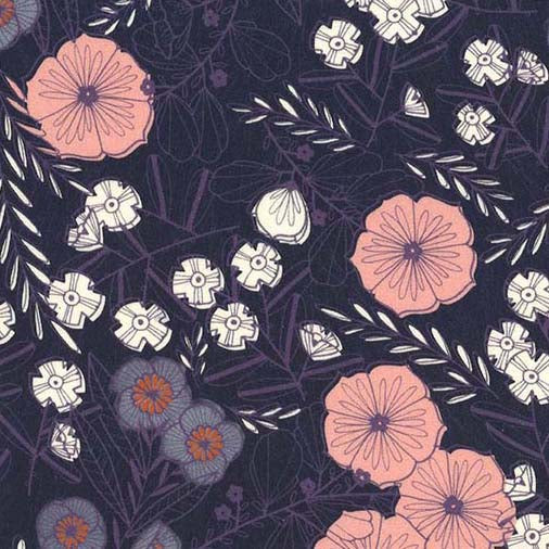 Tissu en coton Plum Backyard Bloom - 44"/45" par yard