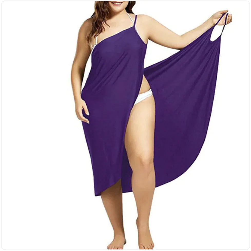 Robe de Plage à Bretelles Croisées de Couleur Unie