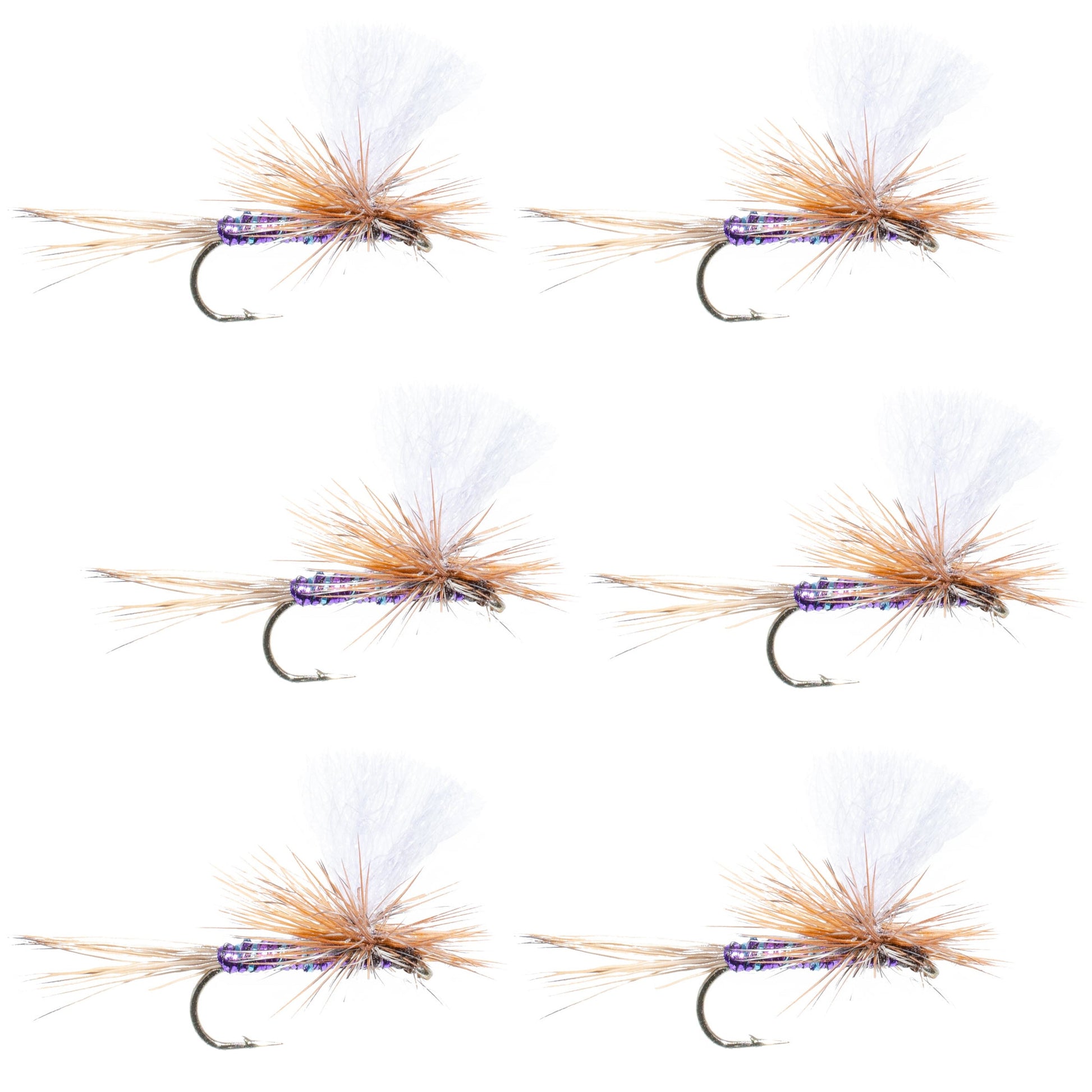 Vibrant Purple Haze Parachute Dry Fly - Set of 6 Size 18 - Korvel