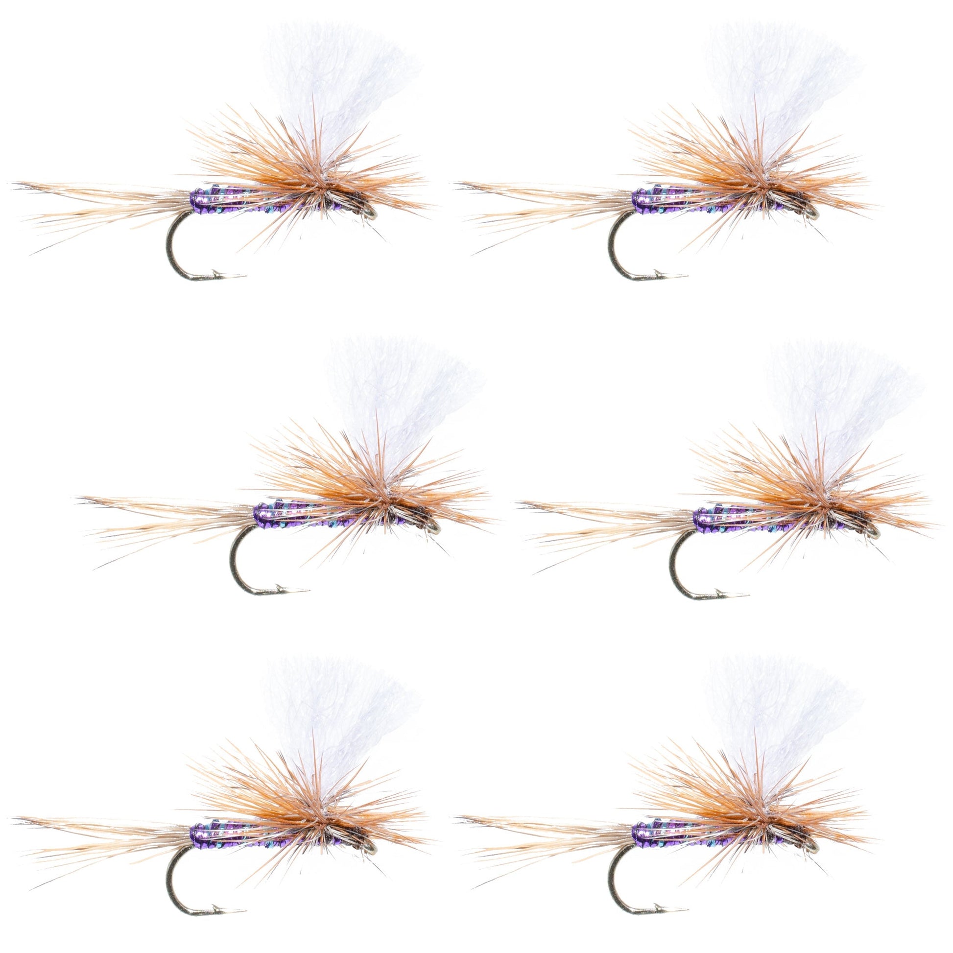Vibrant Purple Haze Parachute Dry Flies - Set of 6, Size 14 - Korvel