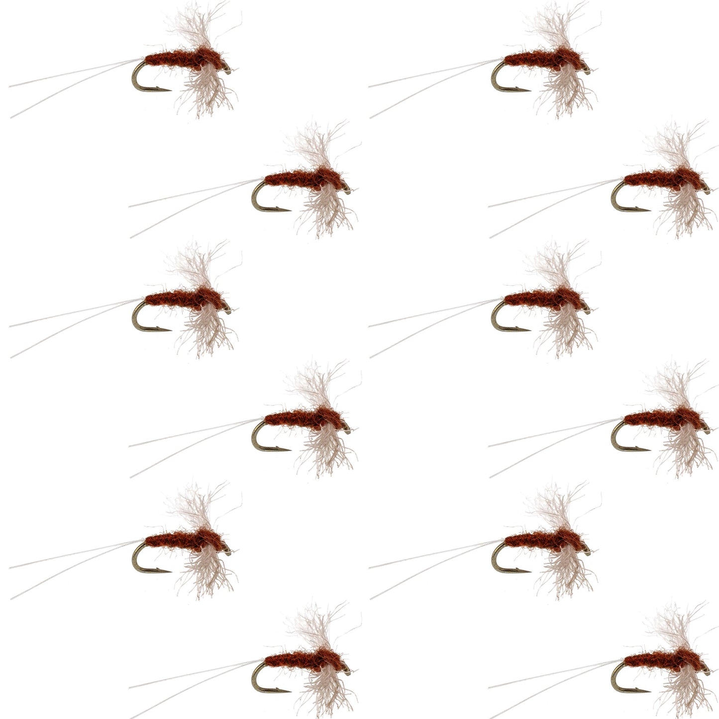 Mouches Mayfly Poly Wing Rusty Spinner - Taille 22 (12 Mouches)
