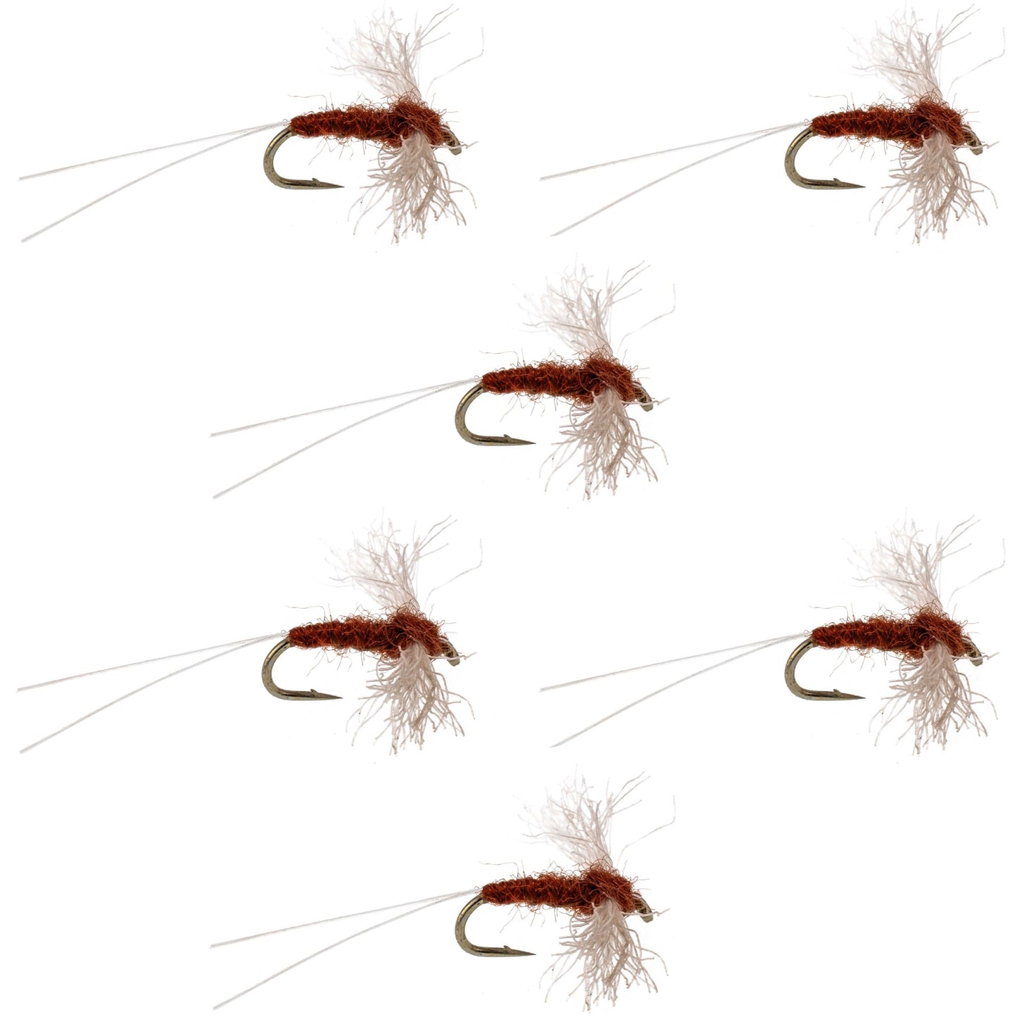 Mouches à Mayflies Poly Wing Rusty Spinner - Taille 16 (Pack de 6)