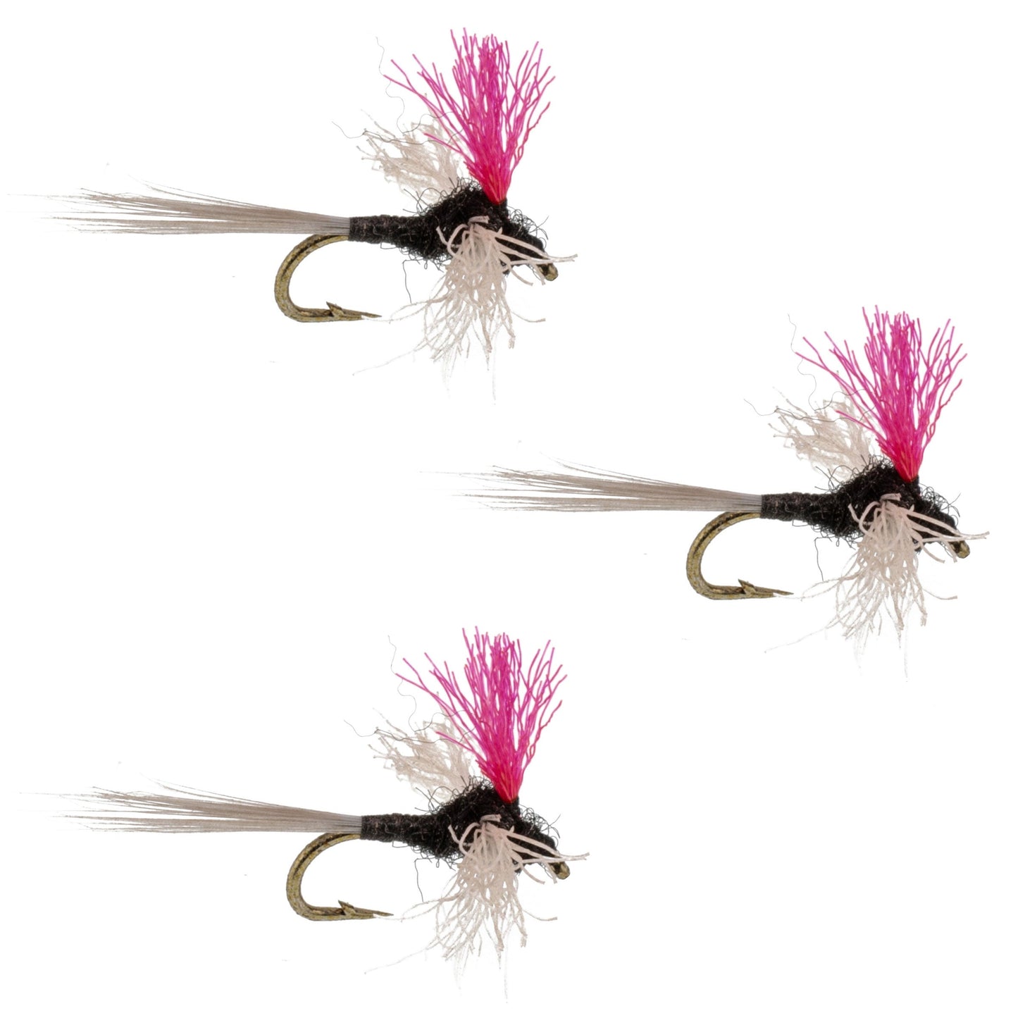 Pack de 3 mouches Trico Spinner à poste rose haute visibilité - Taille 20