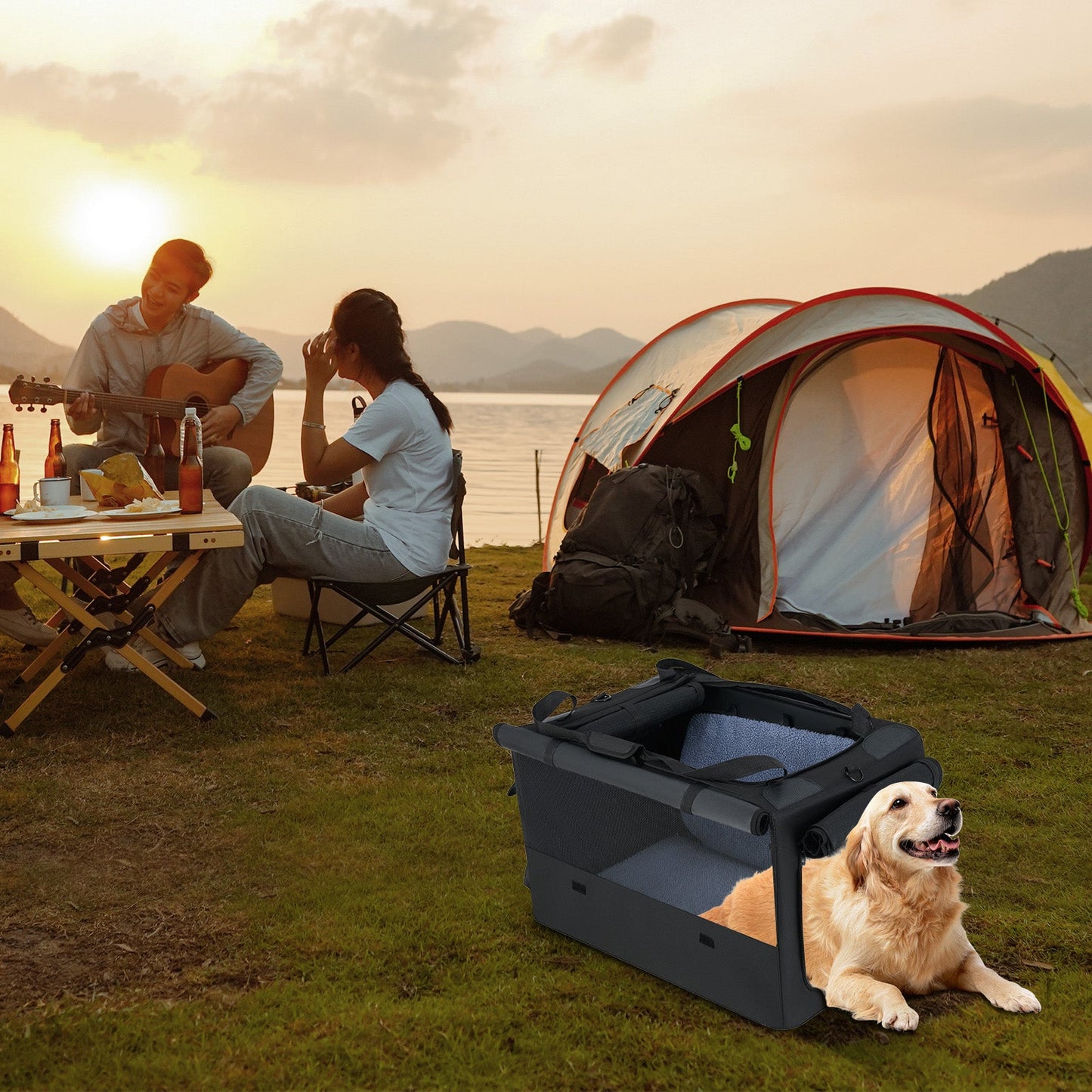 Sac de transport pour animaux portable et pliable avec coussin confortable