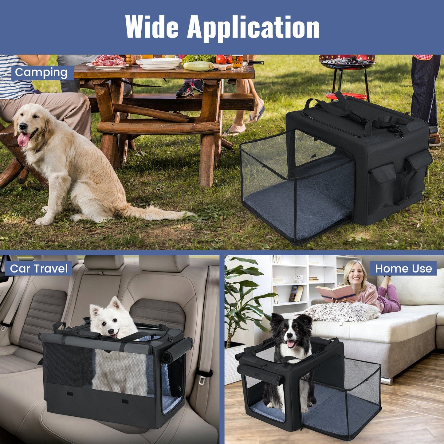Sac de transport pour animaux portable et pliable avec coussin confortable