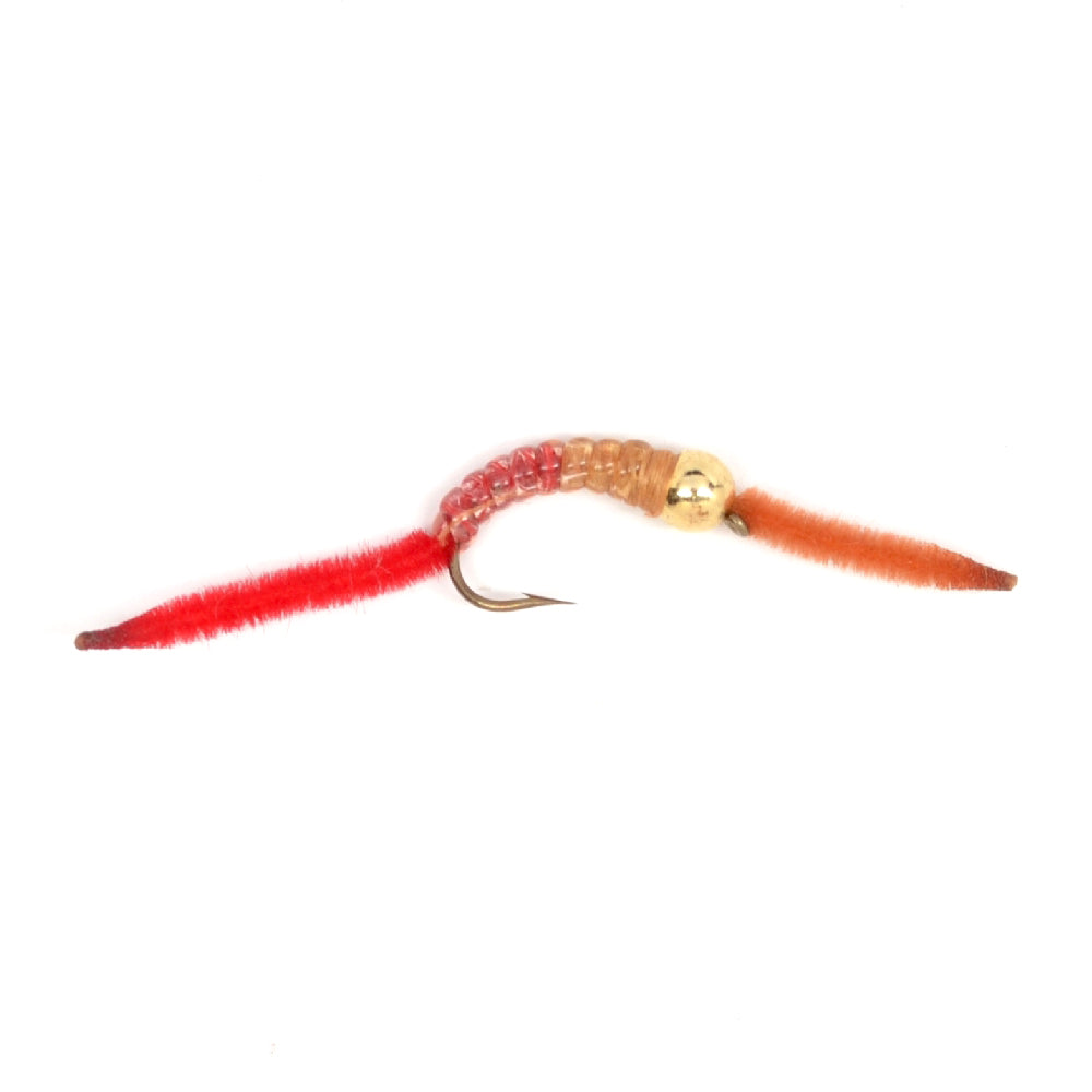 Half & Half V-Rib San Juan Worm Bead Head Nymph Flies - 12 Pack Size 12 - Korvel