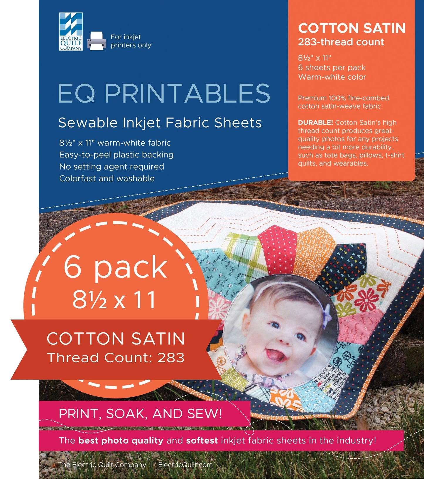 Feuilles de tissu en satin de coton premium pour imprimante à jet d'encre