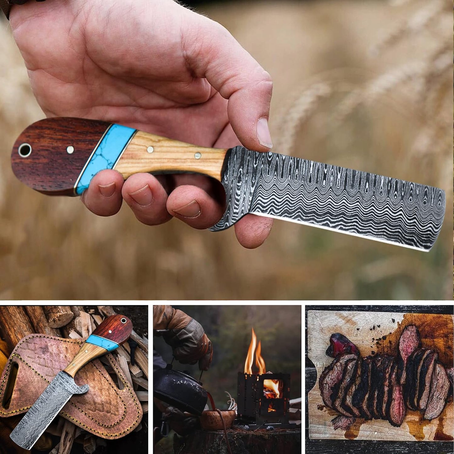 Artisan Bull Cutters with Damascus Steel Blade – Essential for Ranching & Leatherwork - Korvel