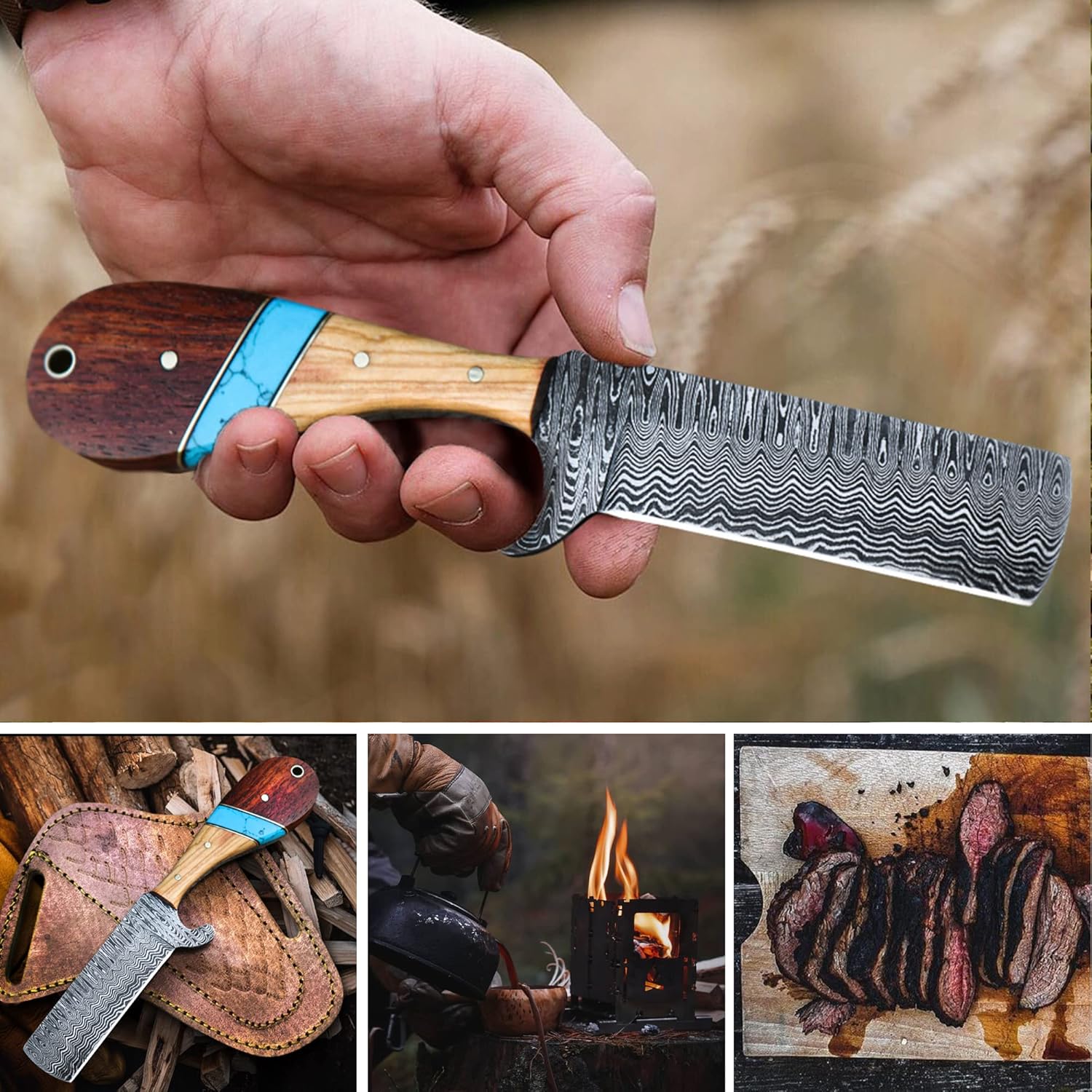 Artisan Bull Cutters with Damascus Steel Blade – Essential for Ranching & Leatherwork - Korvel