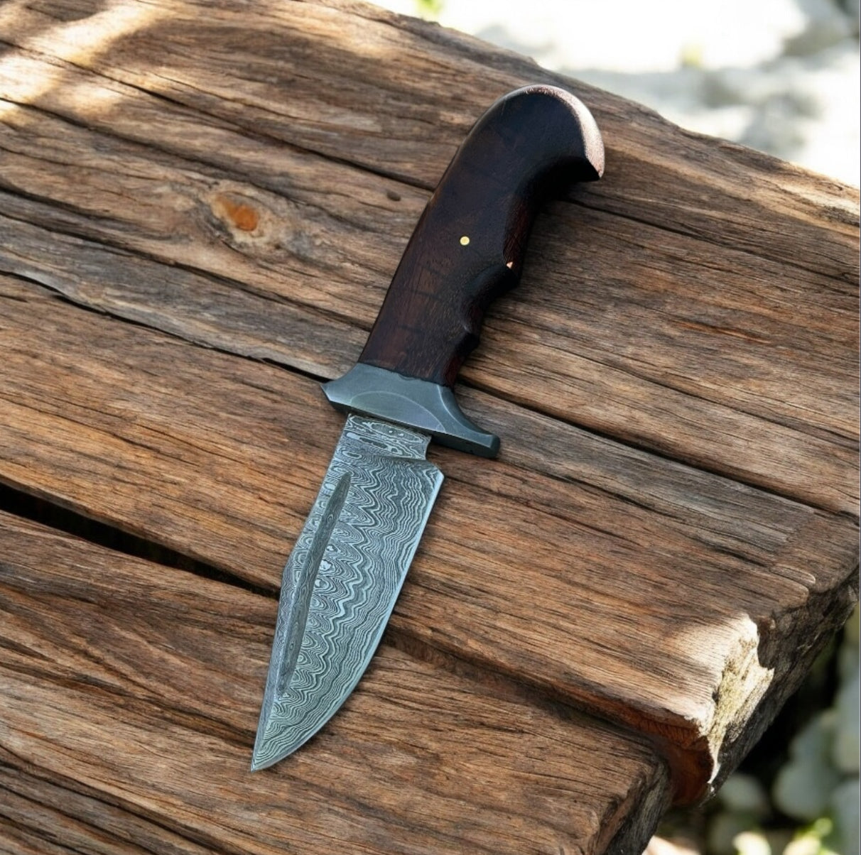 Elite Damascus Steel Hunting Knife with Elegant Rosewood Grip - 9" Length - Korvel