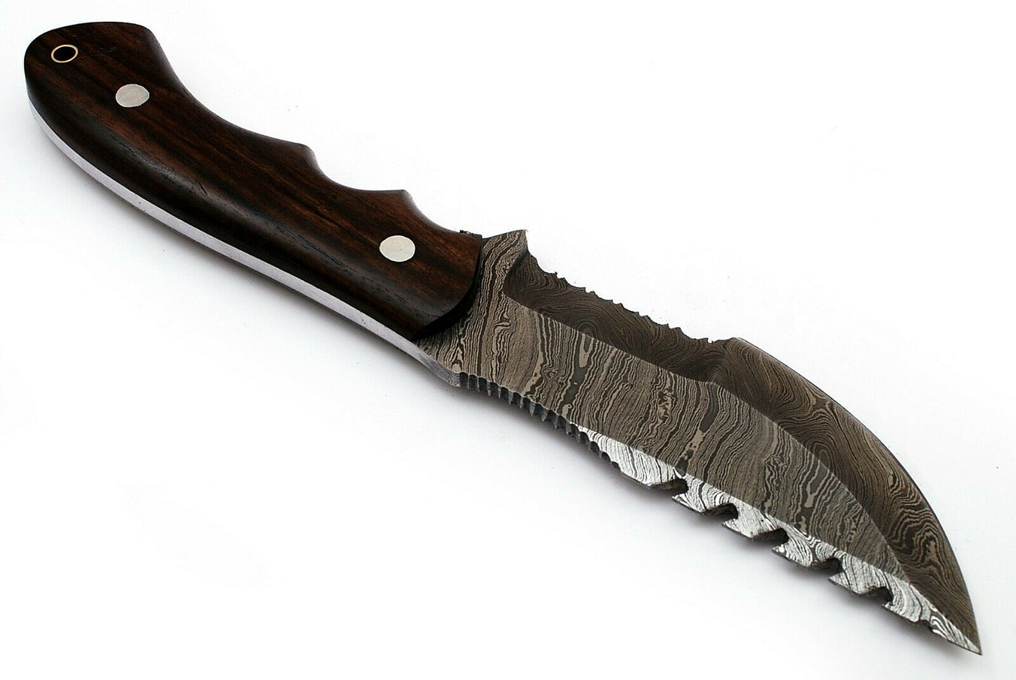 Premium Custom Damascus Steel Tom Brown Tracker Knife - 10" Rosewood Handle with Leather Sheath | Perfect for Survival & Tactical Use - Korvel
