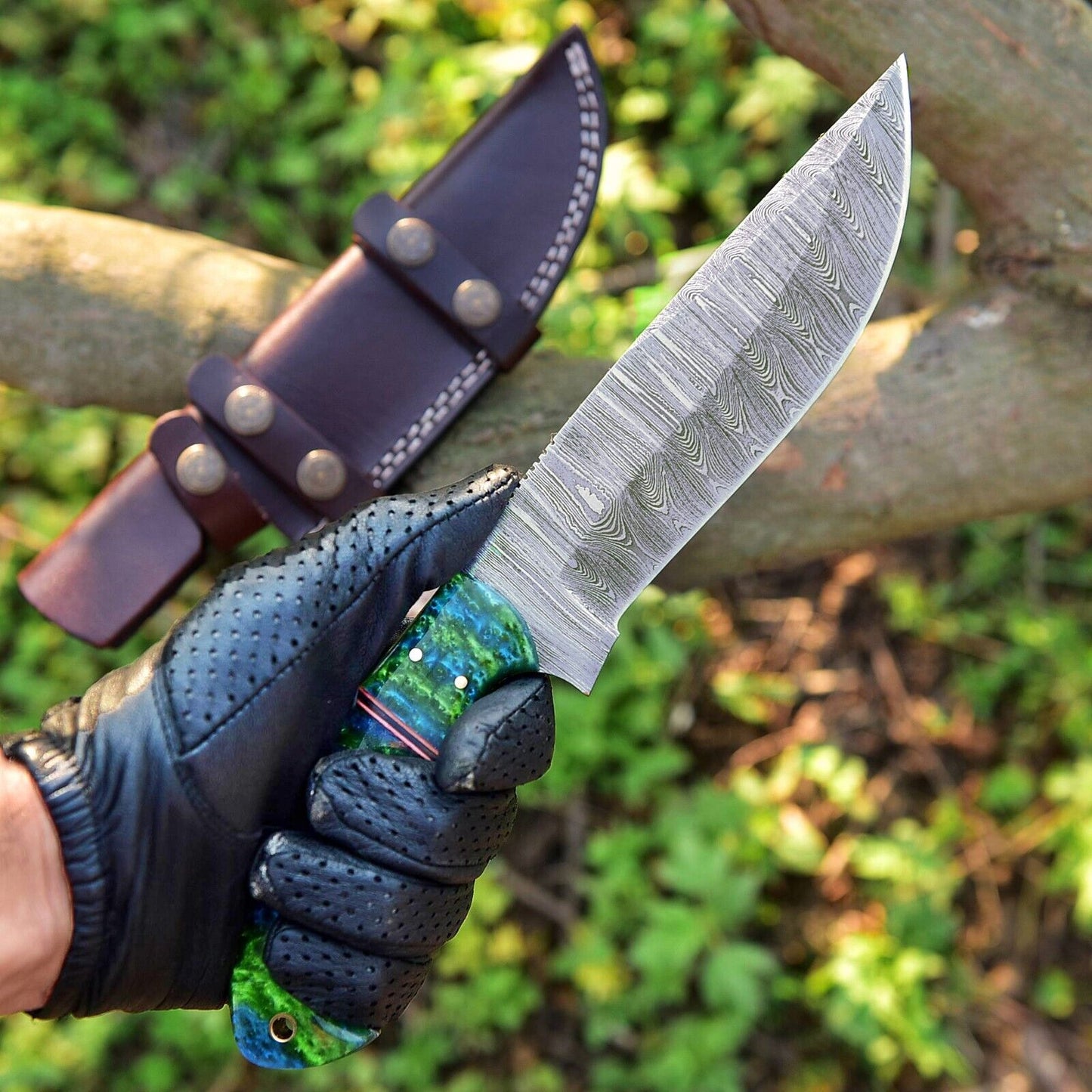 Artisan Damascus Skinning Knife – 4.5" Ergonomic Resin Handle for Ultimate Performance - Korvel