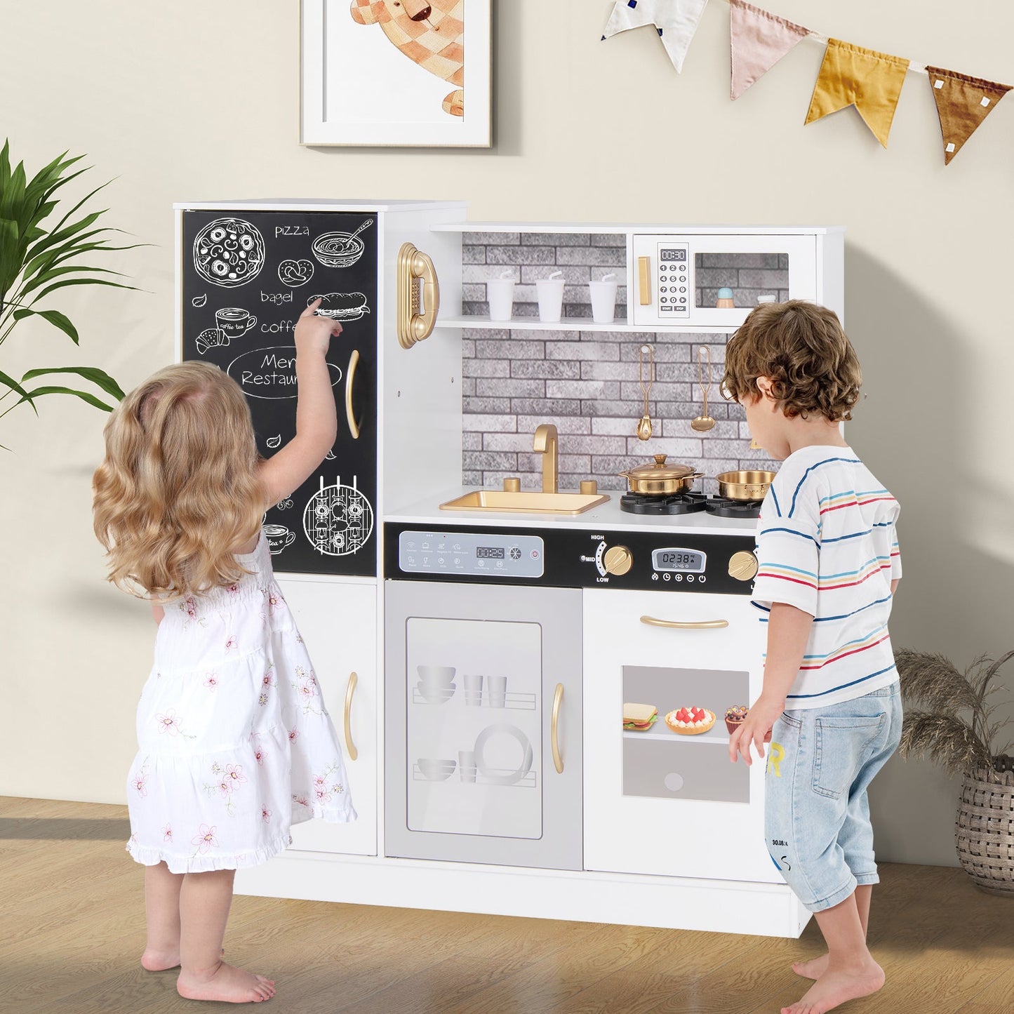 Cuisine de jeu fictif avec ustensiles pour enfants de 3 ans et plus - Blanc