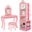 Conjunto de Mesa de Tocador y Taburete de Princesa - Joyería Rosa