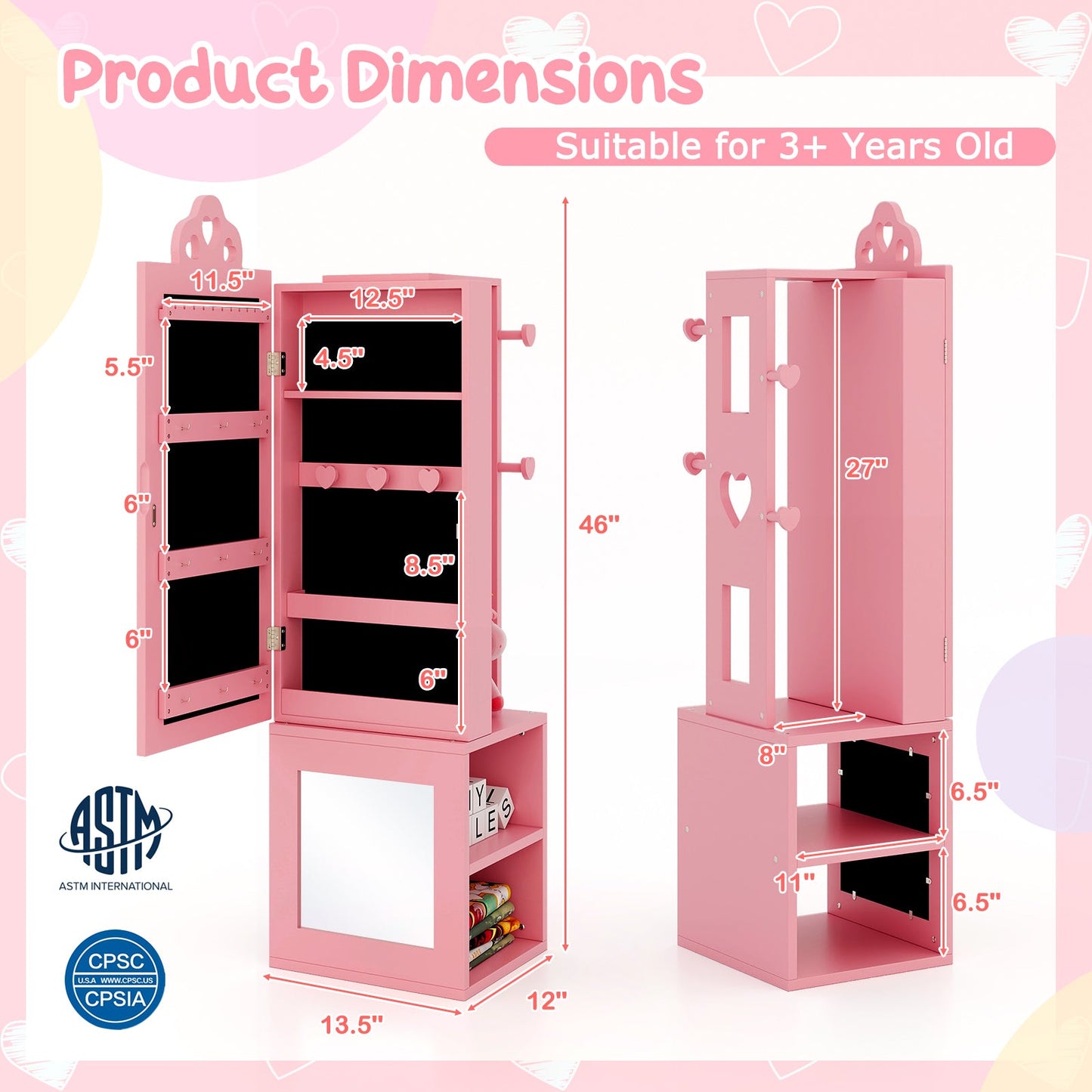 Conjunto de Mesa de Tocador y Taburete de Princesa - Joyería Rosa